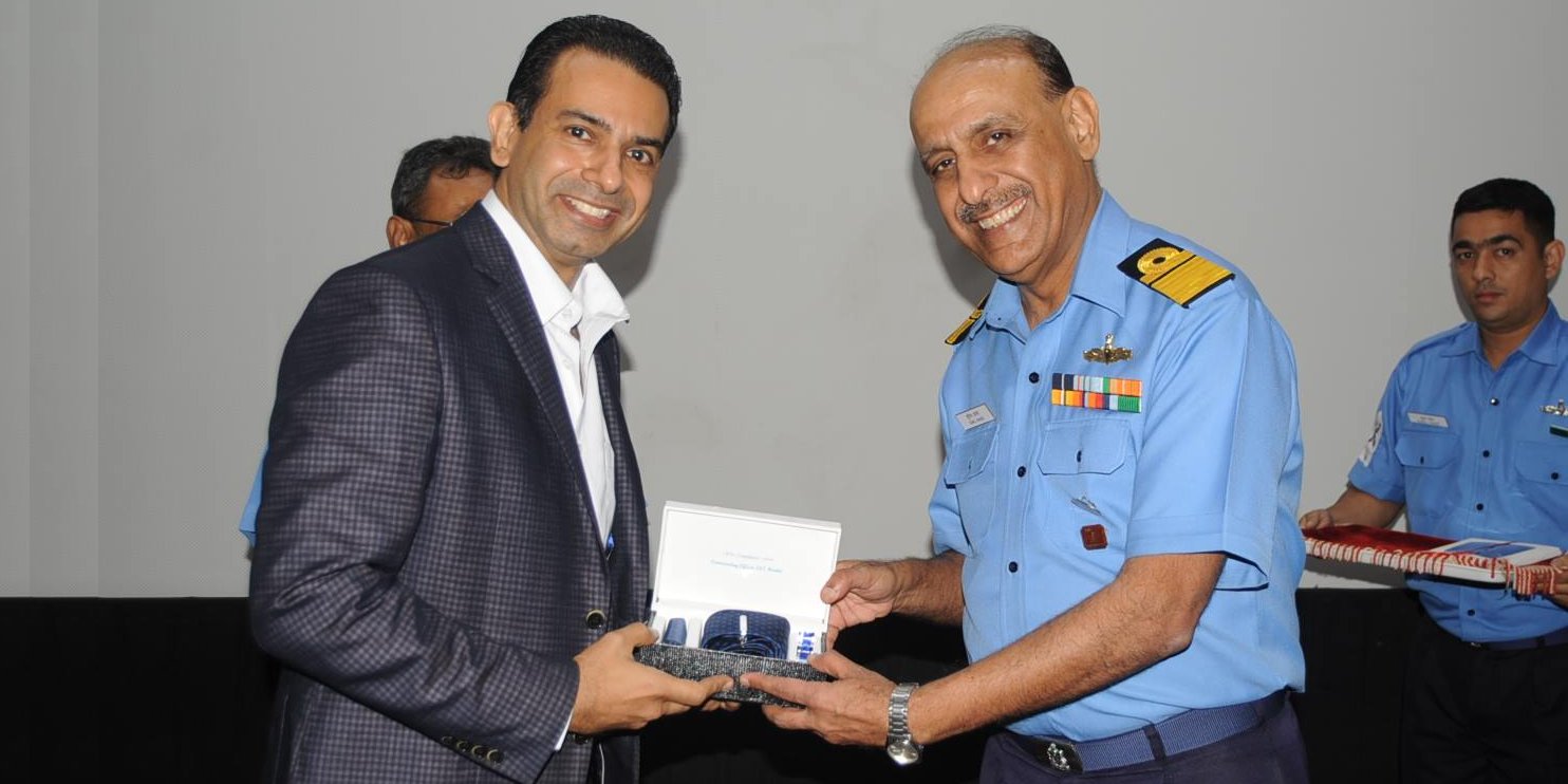  Ravi Wazir being felicitated by admiral for pro bono work at INS Hamla, Indian Navy
